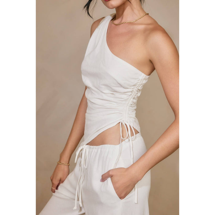 Manon Linen One Shoulder Top