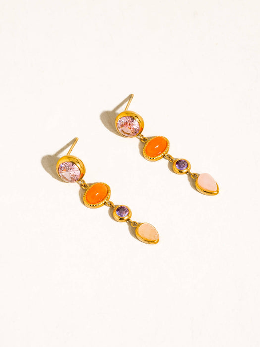 Evi Pink Gemstone Drop Earrings