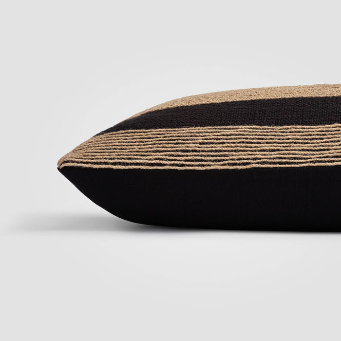 Embroidered Jute Lumbar Pillow