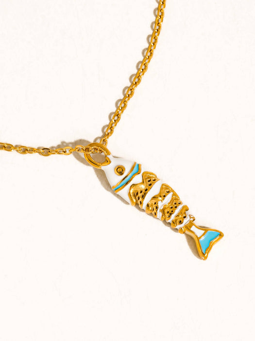Enamel Fish Pendant Necklace