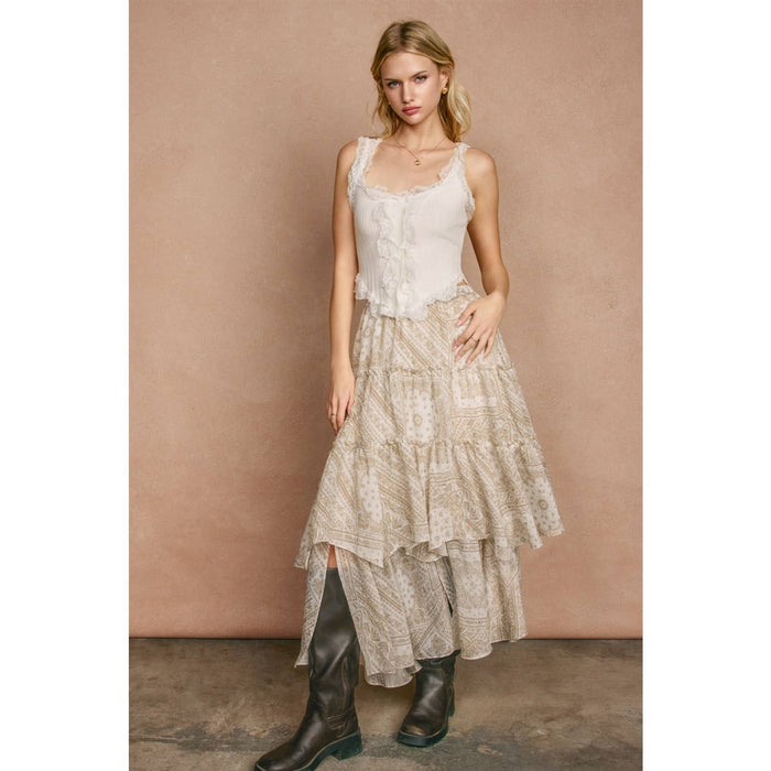 Paisley Tiered Maxi Skirt