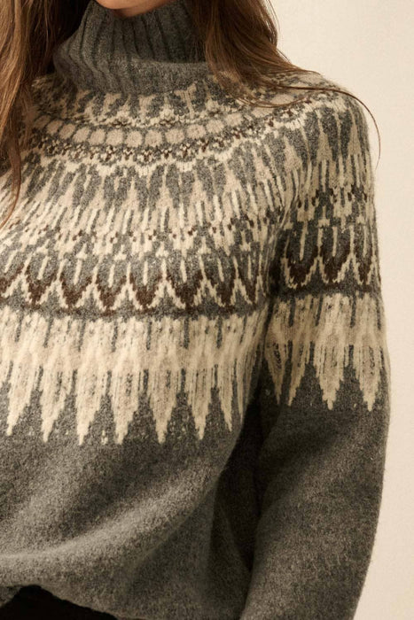 Faire Isle Knit Mock-Neck Sweater