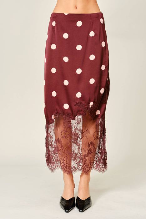 Pois et Dentelle Midi Skirt
