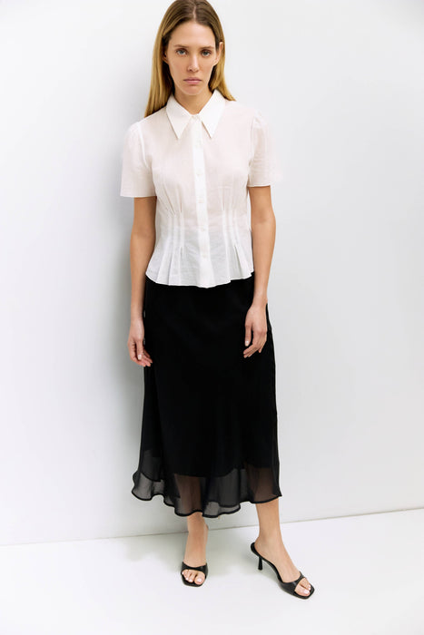 Sheer Crepe Midi Skirt
