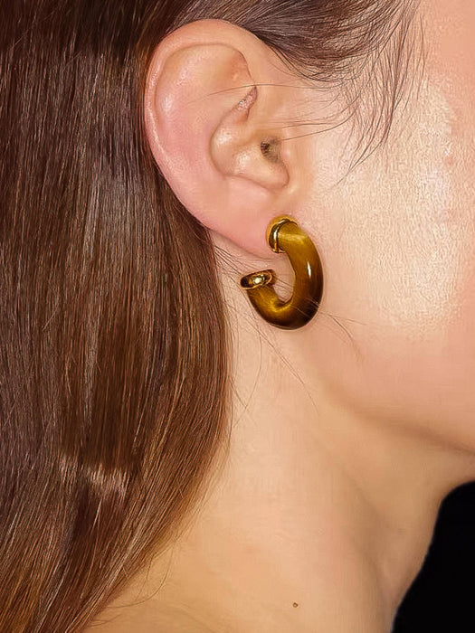 Western Natural Stone Hoop Earring