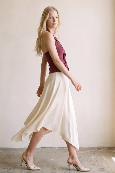Satin Handkerchief Midi Skirt