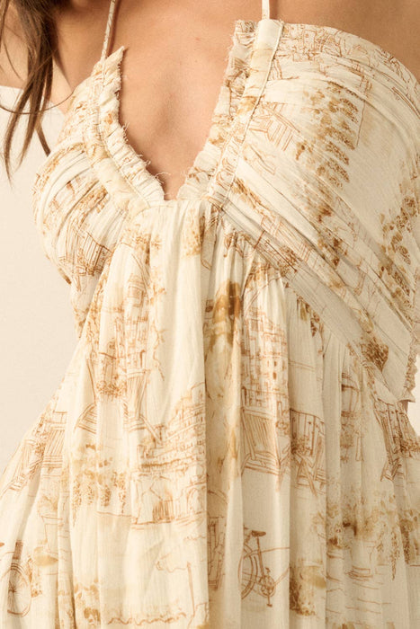 Positano Toile Tie-Back Maxi Dress