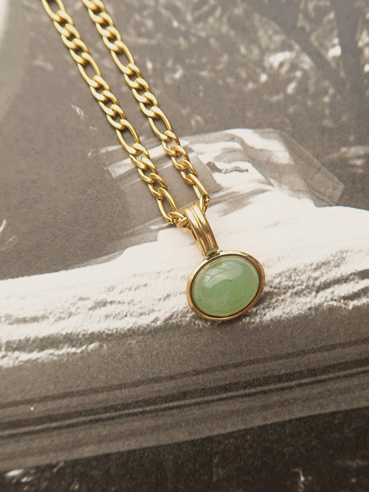 Sage Stone Pendant Chain Necklace