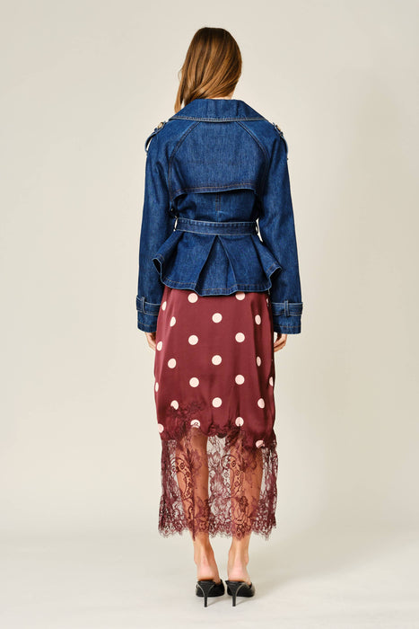 Pois et Dentelle Midi Skirt