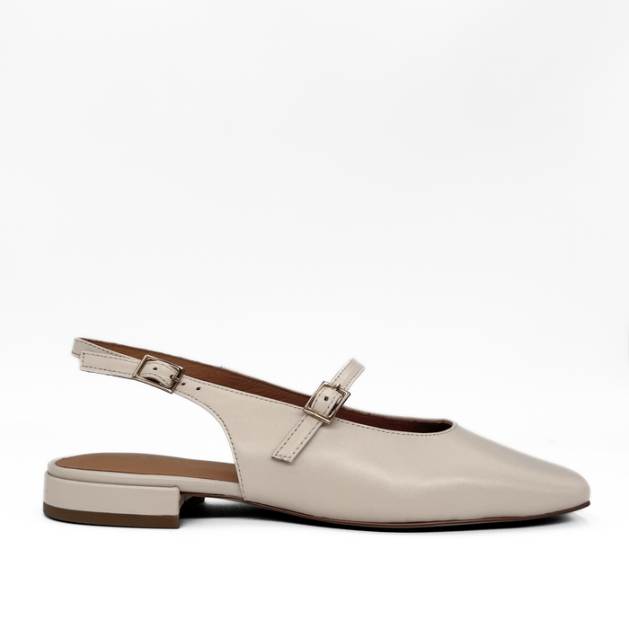Athena Off White Mary Jane Leather Flats