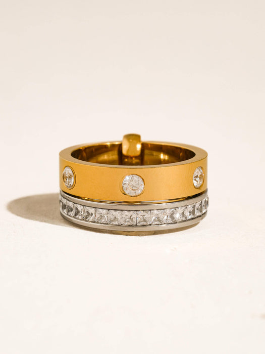 Crystal Two Tone Band Ring