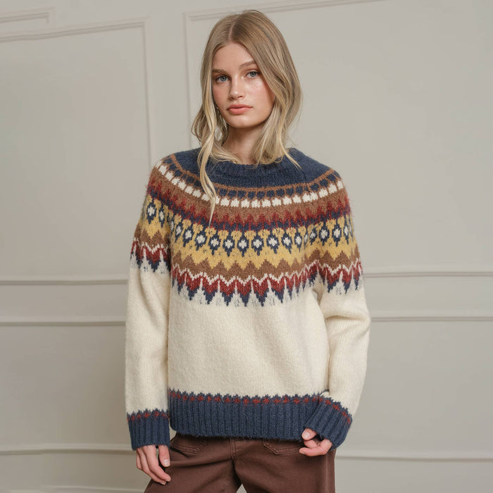 Fair Isle Pattern Knit Sweater