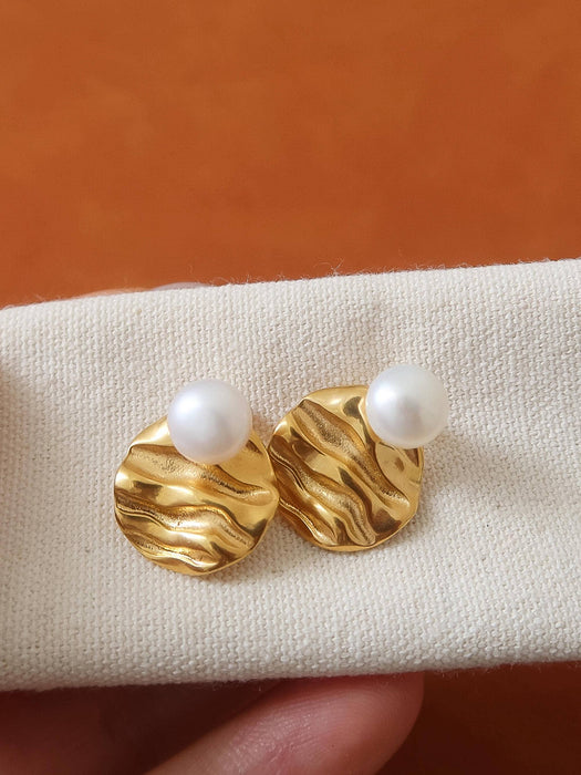Textured Pearl Stud Earrings