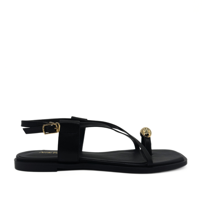 Laney Strappy Black Gold Detail Sandals