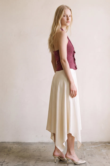 Satin Handkerchief Midi Skirt