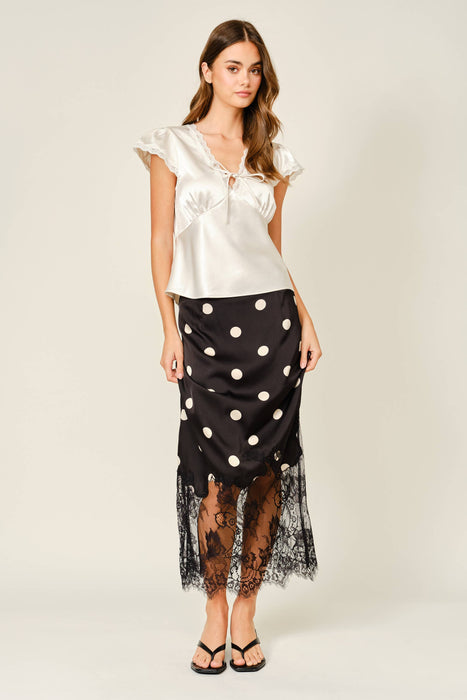 Pois et Dentelle Midi Skirt
