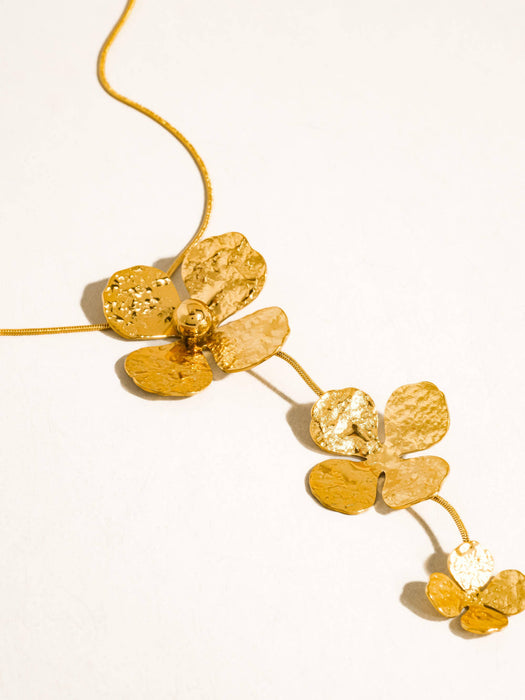 Gold Floral Drop Necklace