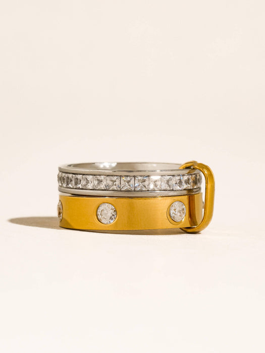 Crystal Two Tone Band Ring