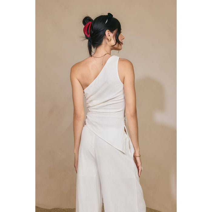 Manon Linen One Shoulder Top