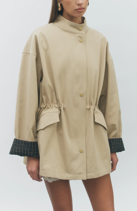 Le Plaid Cuff Cinched Trench