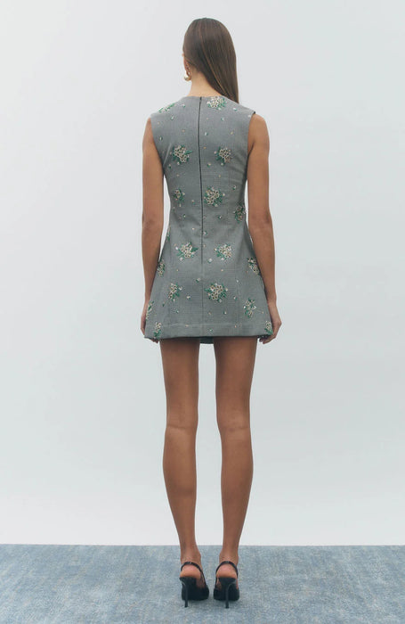 Beaded Houndstooth Mini Dress