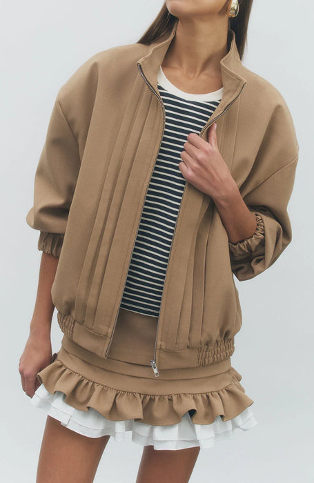Plissée Mock Neck Jacket