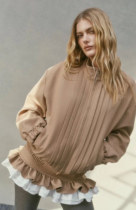 Plissée Mock Neck Jacket