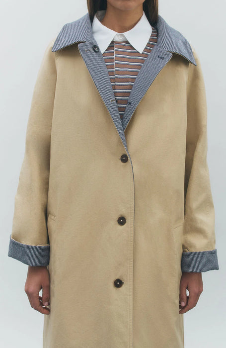 Reversible Plaid Trench Coat