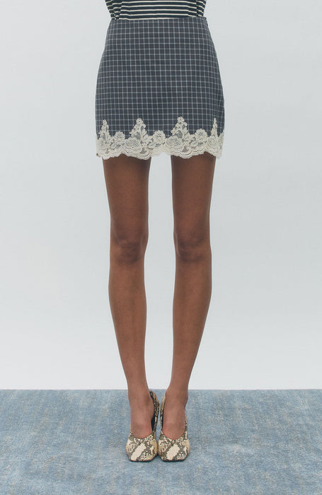 Le Marais Plaid and Lace Mini Skirt
