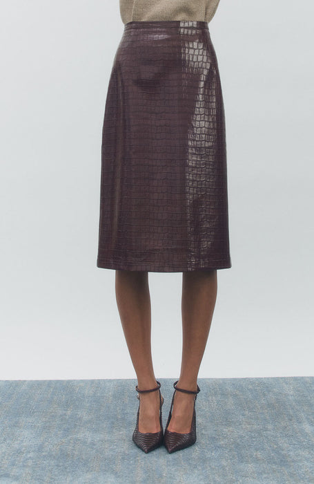 Vin Faux Croc Pencil Skirt