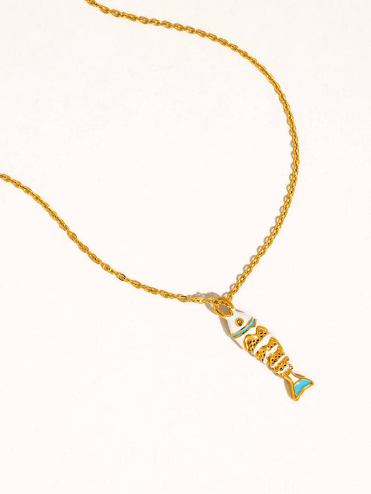 Enamel Fish Pendant Necklace