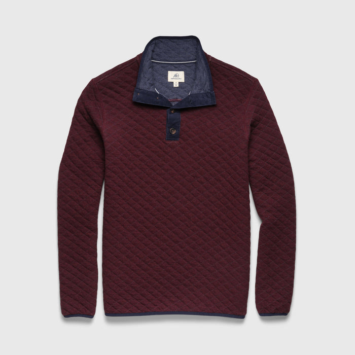 Ken Quilted Button Mock – Cabernet Heather