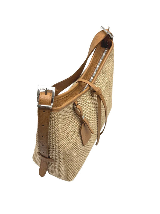 Leather and Raffia Shoulder Bag