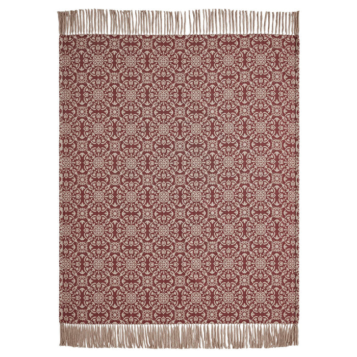 Burgundy Jacquard Woven Throw