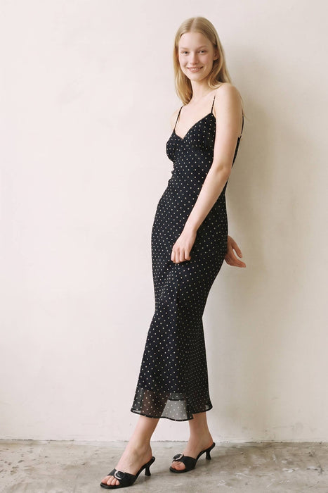 Noire Pois Maxi Dress