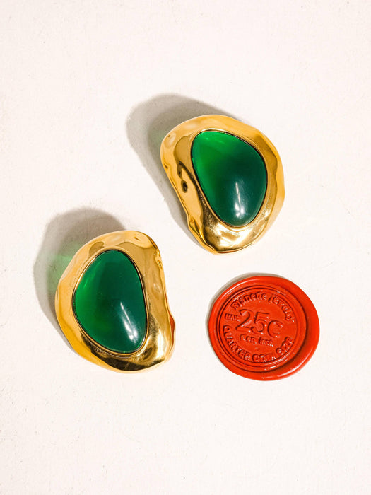 Mia Green Stone Studs