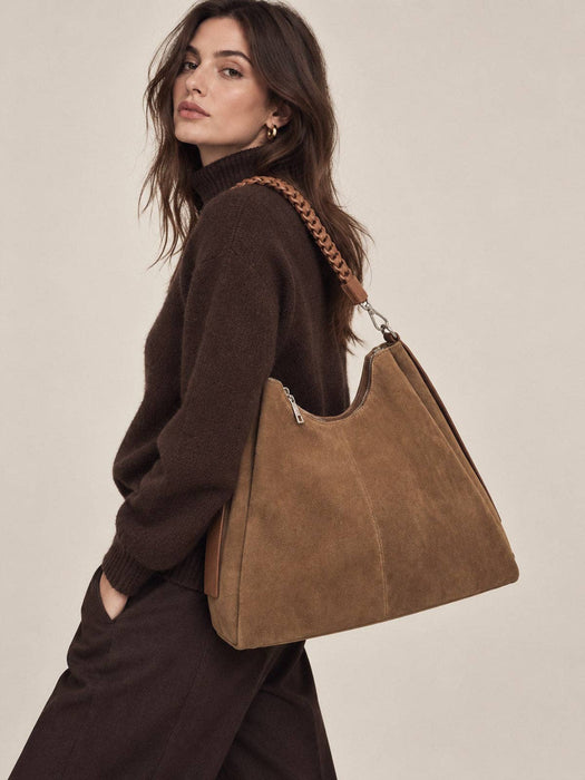 Braided Suede Shoulder Bag