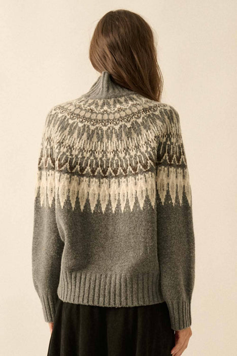 Faire Isle Knit Mock-Neck Sweater