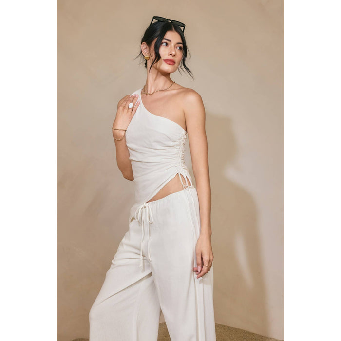 Manon Linen One Shoulder Top