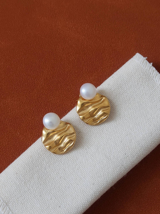 Textured Pearl Stud Earrings
