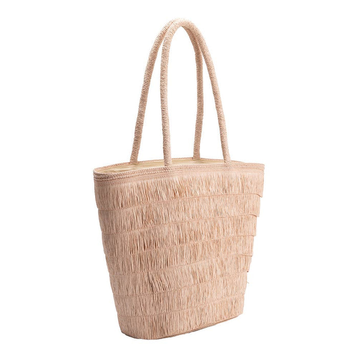 Blush Straw Tote Bag