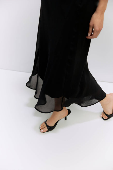 Sheer Crepe Midi Skirt