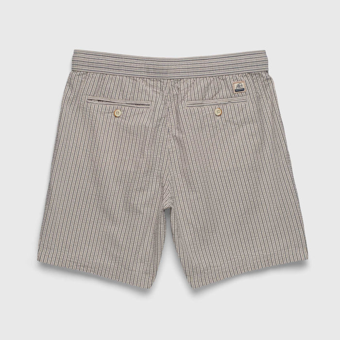 Tyler Crinkle Stripe Drawstring Short - Chinchilla