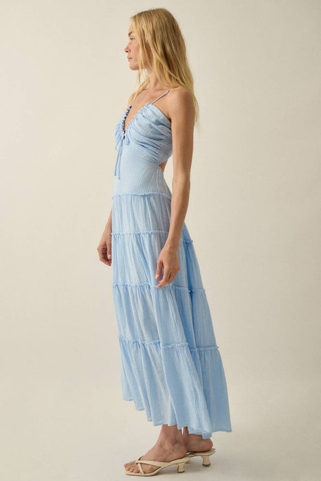 Kai Ruffle Halter Maxi Dress