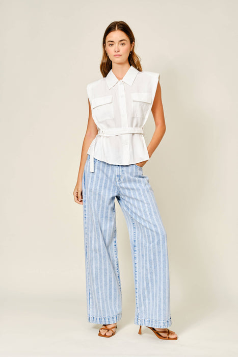 Striped Straight Leg Jeans