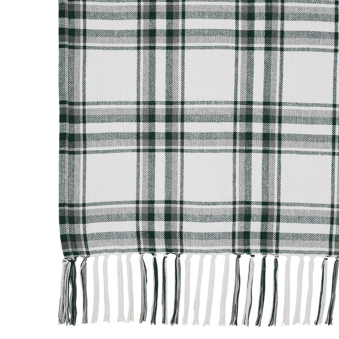Plaid Green White Woven Throw