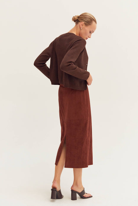 Lynette Suede Midi Skirt