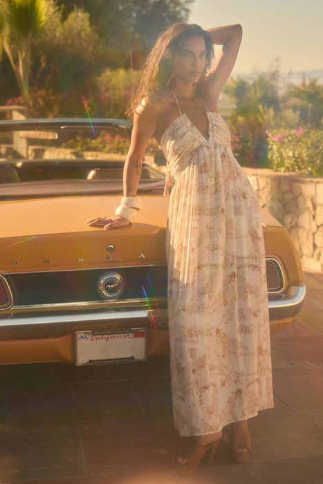 Positano Toile Tie-Back Maxi Dress