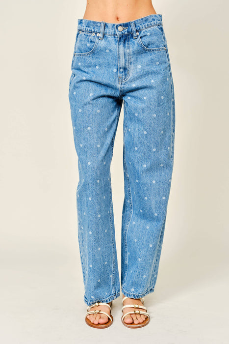 Polka Dot Straight Leg Jeans