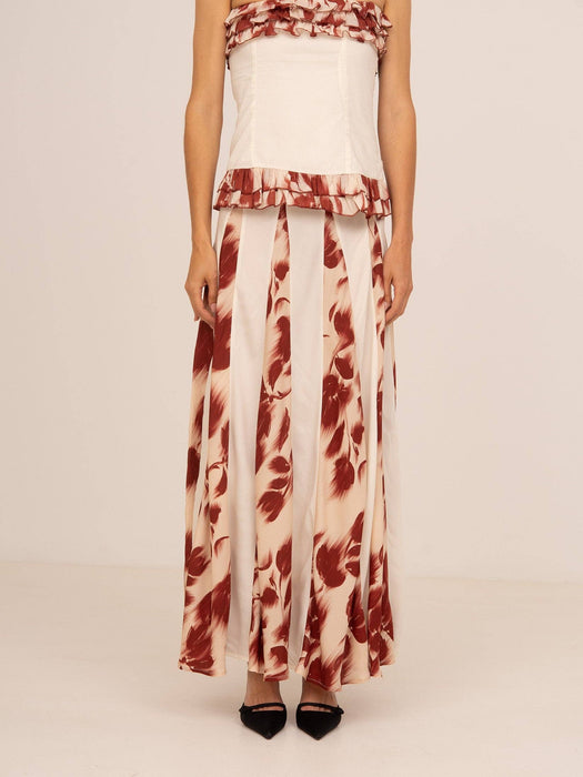 Flor Roja Midi Skirt
